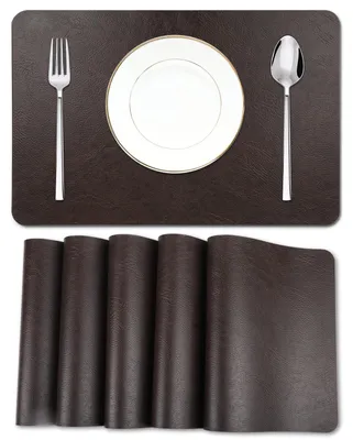 Platzset-Set 6er, Kunstleder, Kuhfellmuster, schwarz-braun, 45x30 cm