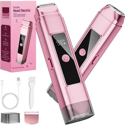 Produktbild von Elektrischer Bikini Trimmer für Damen – 2-in-1 Intimrasierer – IPX7 wasserdicht, 2 Keramikköpfe (0,5 mm), LED-Display, USB-C – leise mit nur 45 dB