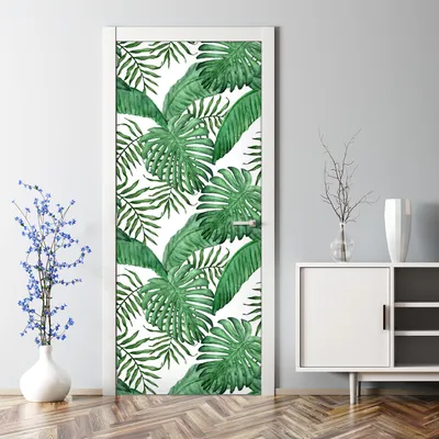 Produktbild von Dekorative Türposter Klebefolie selbstklebend Wandaufkleber Palmblätter Exotisch 85 x 200 cm