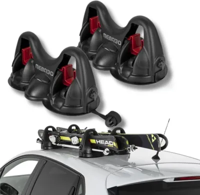 Image de Menabo Porte-skis magnétique Porte-Snowboard Barres De Toit Verrouillables Noir