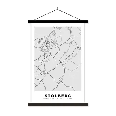 Produktbild von MuchoWow® Textilposter Stolberg - Deutschland - Stadtplan - Karte 120x180 cm mit schwarzem Rahmen - Fotos