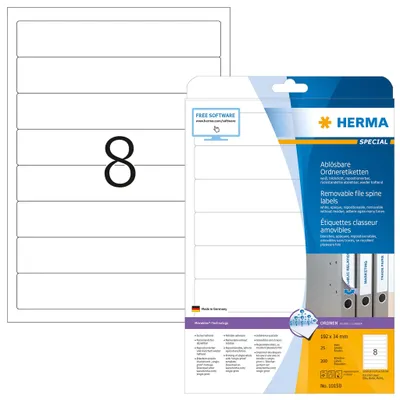 Image de Etiquettes pour dossiers a4 blanc 192x34 mm papier amovible mat opaque 200 pcs.