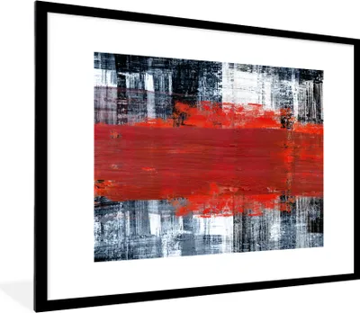 Produktbild von MuchoWow® Gerahmtes Poster Gemälde - Abstrakt - Rot - Öl 80x60 cm - Poster mit Schwarzem Bilderrahmen Wandposter Rahmen Foto Bilder - Schlafzimmer-Dekorationen - Fotoposter