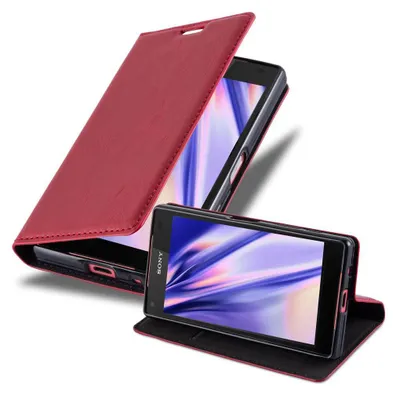 Obrázek produktu pro Cadorabo Case for Sony Xperia Z5 COMPACT Protective Case in Red Pouzdro na mobilní telefon s magnetickým zavíráním