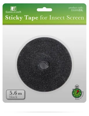 Obrázek produktu pro Montážní páska pro sítě proti hmyzu – samolepicí – 5,6 x 1 cm – černá – pro sítě proti hmyzu, okenní a dveřní sítě [11606BK]