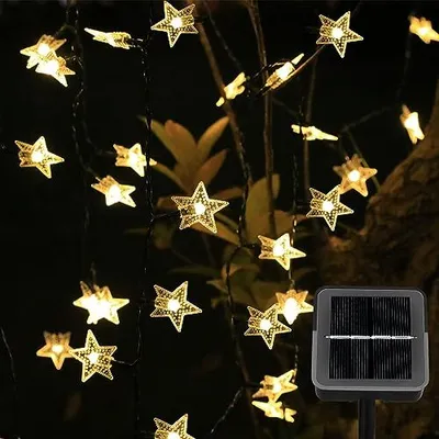 Produktbild von Ninonly Outdoor Solar Fairy Lights, 14 m, 120 LED -Sterne, Gartendekoration im Freien, 8 Modi, Wetterfest, Lichter Weihnachten, Hochzeit, Balkon