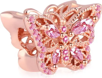 Produktbild von Gnoce Charm Schmetterling EAC009 Silber rosévergoldet