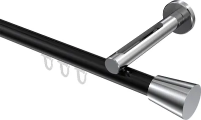 Produktbild von Interdeco Innenlaufstange / Gardinenstange mit Innenlauf Schwarz / Chrom, Typ Siteno Sitra (Konus), 20 mm Ø 1-läufig, 240 cm