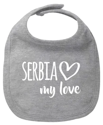 Produktbild von Huuraa Baby Lätzchen Serbia my love Heather Grey Klettverschluss  Baumwolle Latz Geschenkidee