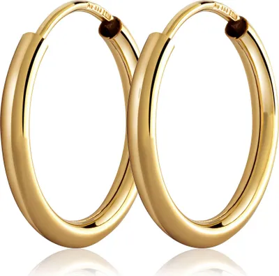 Produktbild von Paar 15mm Creolen 333 Gelbgold 8 Karat gold Ohrringe 2,0mm starke Goldohrrige