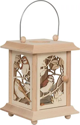 Imagen del producto de Lámpara de mesa, farol, farol de madera - Original de la región de Erzgebirge. * Disponible en muchos diseños diferentes. * (Aves)