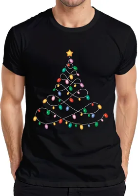 Produktbild von Lichterkette Tannenbaum - Weihnachten Weihnachtsgeschenk Christmas Herren T-Shirt, Schwarz, S