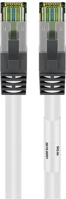 Produktbild von goobay RJ45 CAT 6A 500 MHz Patchkabel mit CAT 8.1 S/FTP Rohkabel mit halogenfreiem Kabelmantel AWG 24 weiß 15 m