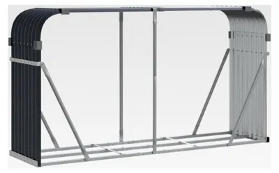 Produktbild von Kaminholzunterstand aus Metall, 180 x 45 x 100 cm, Holzlager für den Außenbereich, verzinkter Stahl, Anthrazit