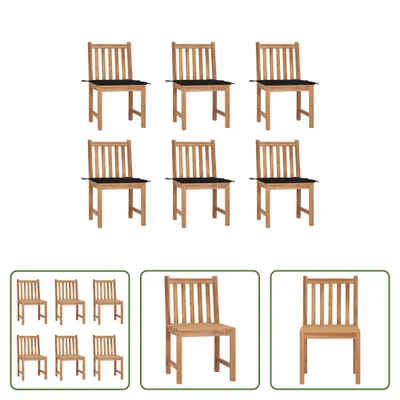 Produktbild von The Living Store Gartenstühle 6 Stk. mit Kissen Massivholz Teak