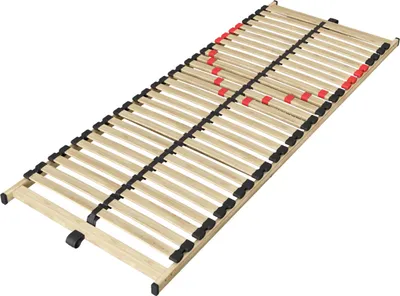 Zdjęcie produktu dla Stelaż do łóżka Zittaro 70 x 190 cm, 26 listew z drewna bukowego, z wzmacniającym paskiem środkowym