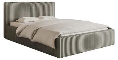 Produktbild von Selsey Doppelbett Tilio - Polsterbett mit Bettkasten, Breitcord-Bezug in Greige, 140 cm