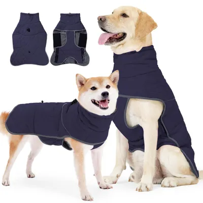 Produktbild von Winter-Hundejacke wasserdicht Fleecefutter reflektierend Dunkelblau XL