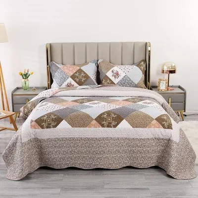 Produktbild von Gewatteerte Patchwork-Decke 220x240cm, Polyester, für Tweepersoonsbett, mit 2 Kissenbezügen