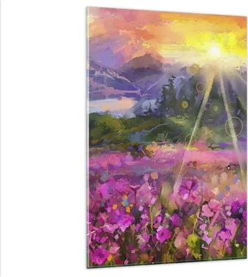 Produktbild von Bilder auf glas - Einteilig - Berge Blumen Blumen - 80x120cm - Glasbilder - Wandbilder - Bilder - zum Aufhängen bereit - Wanddekoration aus Glas - Glas Bilder - Wandbild auf Glas - GPA80x120-4029