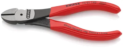 Produktbild von Knipex 74 01 140, Diagonale Zange, Chrom-Vanadium-Stahl, Kunststoff, Rot, 140 mm, 131 g