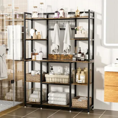 Immagine prodotto di Portariviste a 5 ripiani - Portaoggetti da cucina - Scaffale portaforni a microonde - Scaffale industriale - 120x30x170 cm