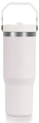Thermobecher 880 ml, doppelwandig, Edelstahl, mit Strohhalm und Griff