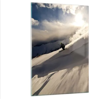 Produktbild von Bilder auf glas - Einteilig - Berge Ski Winter - 80x120cm - Glasbilder - Wandbilder - Bilder - zum Aufhängen bereit - Wanddekoration aus Glas - Glas Bilder - Wandbild auf Glas - GPA80x120-0511