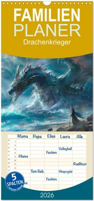 Produktbild von Familienplaner 2026 - Drachenkrieger mit 5 Spalten (Wandkalender, 21 x 45 cm) CALVENDO