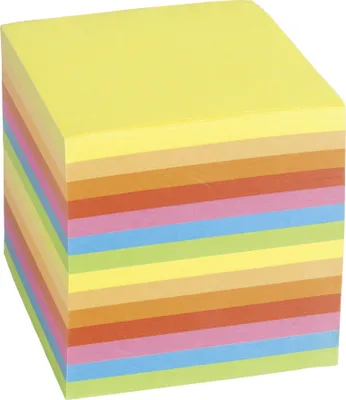 Produktbild von Ersatzeinlage für Zettelklotz 9x9x9cm farbig 700 Blatt Packung mit 12 Stück