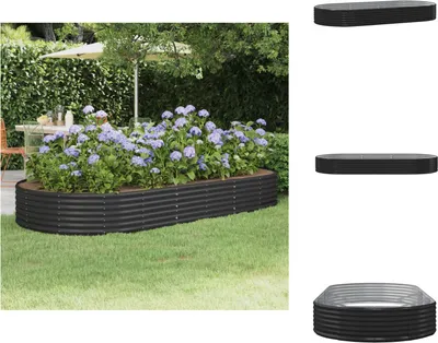 Immagine prodotto di vidaXL Letto rialzato in acciaio verniciato a polvere 296x140x36 cm antracite - Vasi e fioriere