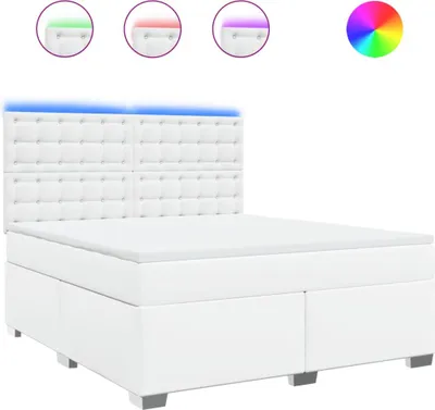 Obrázek produktu pro vidaXL Postel Boxspring s matrací bílá 180x200 cm Imitace kůže