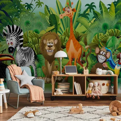 Produktbild von Vlies Fototapete - Jungle Animals 400x280 cm Für Kinder e-B-0012-a-a