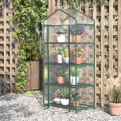 Zdjęcie produktu dla Mini szklarnia z 4 półkami, szklarnia foliowa, inspekt, przezroczysta | 70 x 50 x 160 cm | 4 x 15 kg | Folia PE 140 g/m², odporna na promieniowanie UV