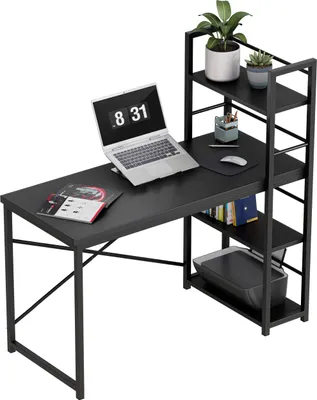 Produktbild von MARK ADLER Leader 4.0 | Industrial Schreibtisch Arbeitstisch Computertisch Büromöbel | mit Ablagefächern | 119.5 x 48 cm | Umkehrbarer | Schwarz