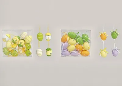 Produktbild von Osterei 12 teilig Ostern Eier Kunststoff bunt gepunktet/gestreift