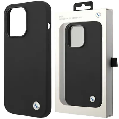 Produktbild von Bmw Bmhcp14Lsilbk Etui Für Iphone 14 Pro - Schwarzes Silikon Metall Logo