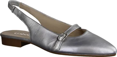 Produktbild von Gabor 61530-61 Damenschuhe, Sling, Leder, Silber, Sommerschuhe - Damenschuhe Sandalette / Sling, Grau, leder (satin met.), absatzh&oumlhe: 20 mm