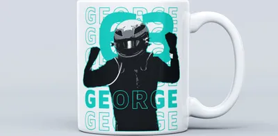 Obrázek produktu pro Hrnek George Russel s motivem F1, hrnek Formule 1, hrnek jezdce F1, dárek k F1, dárek k Formuli 1