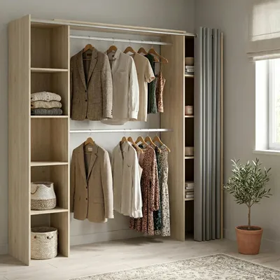 Image de Acron - Grande Armoire, 180x205 cm, Chêne Brun, 8 Étagères