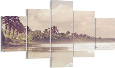 Produktbild von Bild auf Leinwand - Leinwandbild - 5 Teile - Palmen Strand Wasser - 125x70cm - Wand Bild - Wanddeko - Wandbilder - Leinwanddruck - Bilder - Wanddekoration - Leinwand bilder - Wandbild - EA125x70-4917