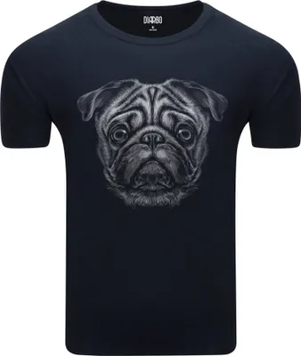 Produktbild von Diarbo Herren T-Shirt mit Tierliebhaber Druck Mopskopf Dunkelblau Gr.M