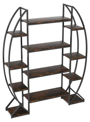 Immagine prodotto di Portaplantane in metallo - scaffale a scala, libreria - 10 ripiani - 125x30x177 cm - design industriale per soggiorno e balcone - colore marrone