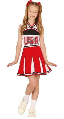 Immagine prodotto di Fiestas Guirca - Costume da cheerleader per bambina FG1187 (104) (Rosso/Bianco)