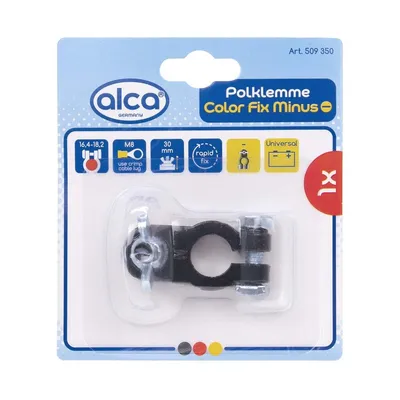 Zdjęcie produktu dla alca® Zacisk akumulatora Skrzydło Minus (-) czarny Zacisk akumulatora samochodowego 12/24 V Adapter zacisku akumulatora Zacisk przyłączeniowy Zacisk akumulatora Zacisk akumulatora
