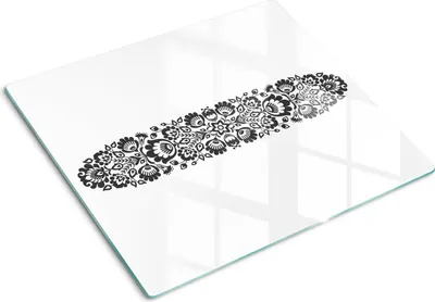 Produktbild von Tulup Glas Herdabdeckplatte Glaskeramikkochfeld-Abdeckung Spritzschutz Glasabdeckplatte Kochplattenabdeckung und Schneidebrett - Einteilig - 60x52 cm Volksblumen