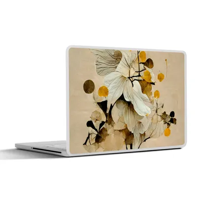 Produktbild von MuchoWow® Laptop Aufkleber Sticker Cover Blumen - Pflanzen - Gold - Vintage 25x18 cm - Laptop-Deko