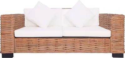 Immagine prodotto di vidaXL Divano da giardino a 2 posti in rattan naturale