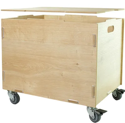 Image de Coffre de rangement à roulettes avec couvercle, en MDF (33 x 45,5 x 34,5 cm + 6 cm de hauteur des roulettes), coffre de rangement à roulettes – coffre à jouets pour chambre d'enfant et livres