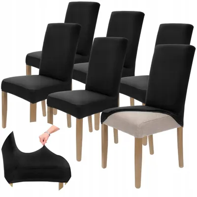 Produktbild von Stuhlhusse 6er Pack - Schwarz - Universal - Stretch - Bezug für Stühle - Elasthan